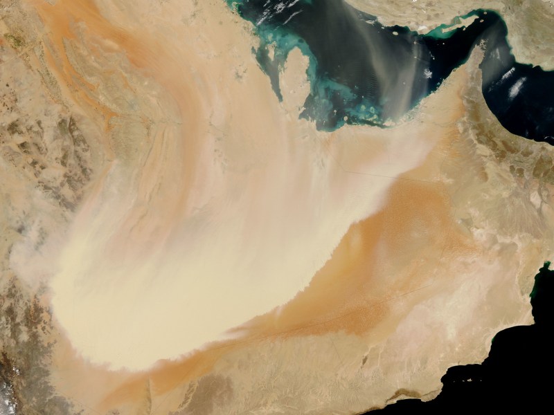 A 2011 dust storm in Saudi Arabia imaged by NASA. Credit: NASA/GSFC/Jeff Schmaltz/MODIS Land Rapid Response Team