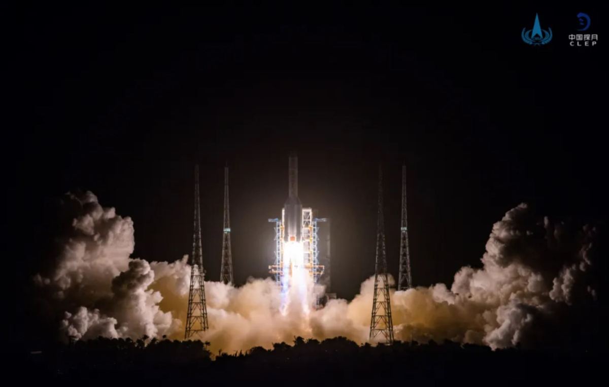 Launch of the Chang'e-5 atop a Long March 5 rocket at Wenchang Satellite Launch Center.