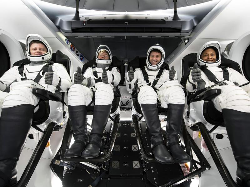 American and Russian members of NASA’s SpaceX Crew-8.
