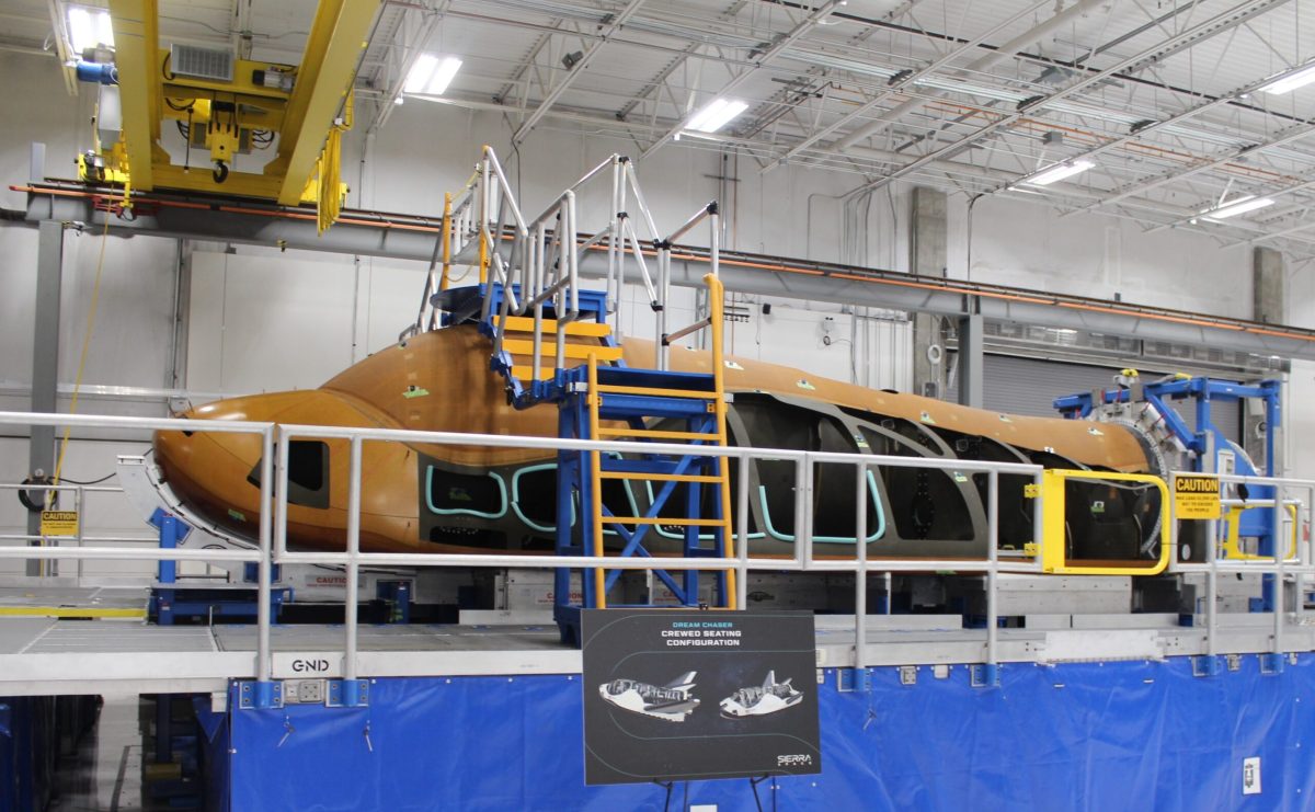 Reverence, the second Dream Chaser spaceplane, under construction at Sierra Space’s factory in Louisville, Colorado. Credit: Barbara David