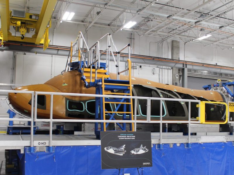 Reverence, the second Dream Chaser spaceplane, under construction at Sierra Space’s factory in Louisville, Colorado. Credit: Barbara David