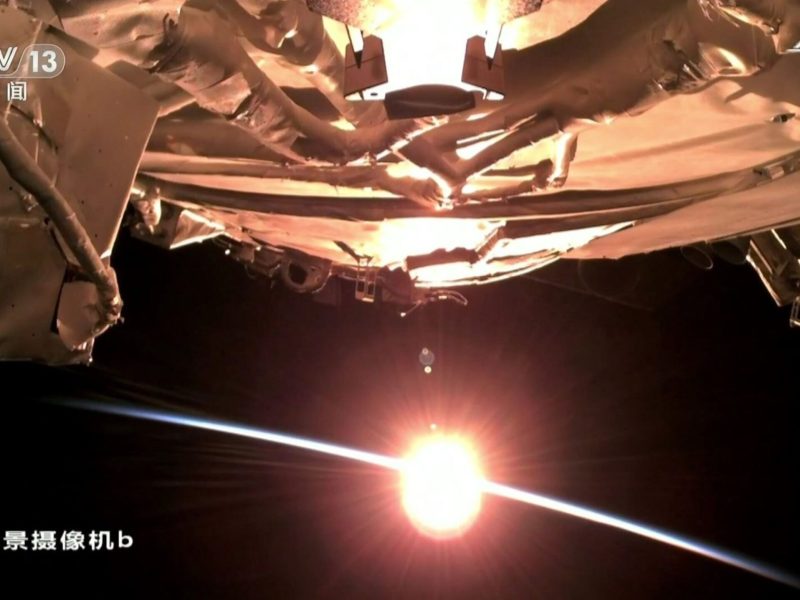 A view of the Sun on the horizon from Tianhe ahead of the Shenzhou-12 docking.