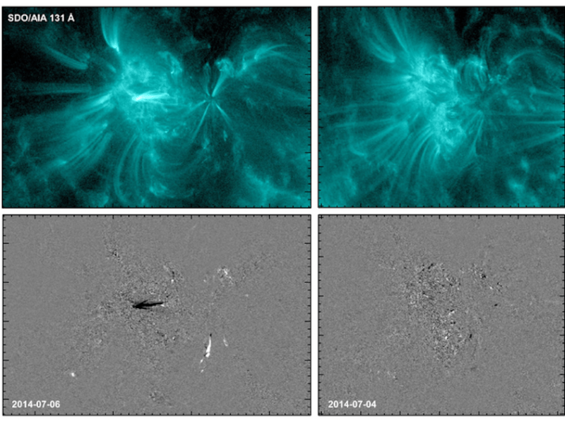 Two images of a solar active region (NOAA AR 2109)